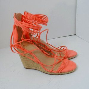 JLO Jennifer Lopez Coral Faux Suede CALLIE ESPADRILLE WEDGE SANDAL Size 7.5 NWOB